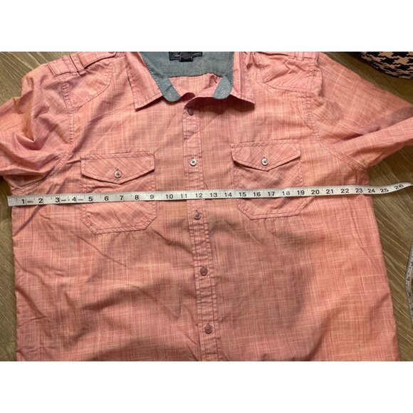American Rag Red Shoulder Tabs Button Down Collared Western Shirt Sz XL - Picture 5 of 8